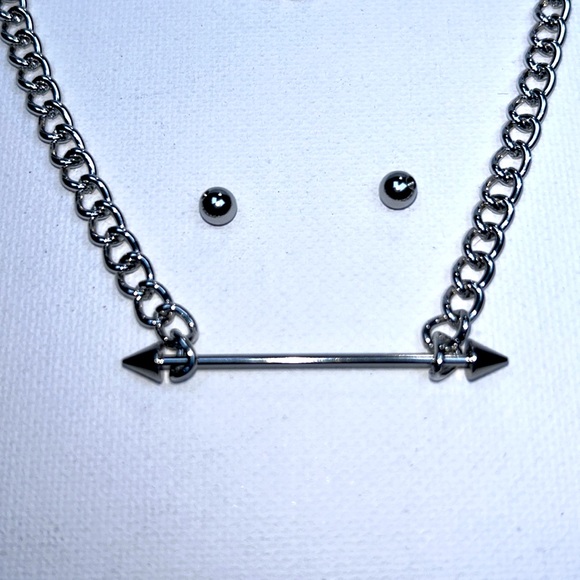 Handmade Barbell Stainless Steel Necklace Minimalist Unisex Contemporary Modern